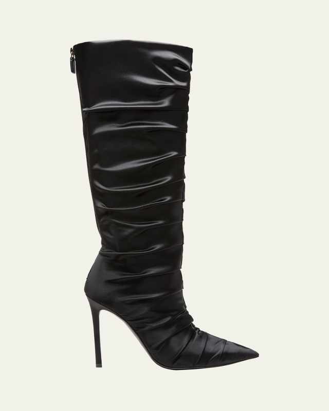 Stuart Ruched Satin Stiletto Boots